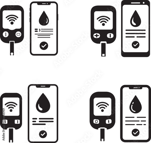 Digital blood glucose monitoring devices connected to smartphone app for health tracking