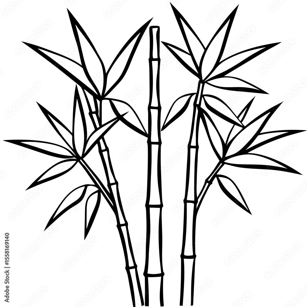 Obraz premium Abstract Bamboo Stalks Linear Art Vector