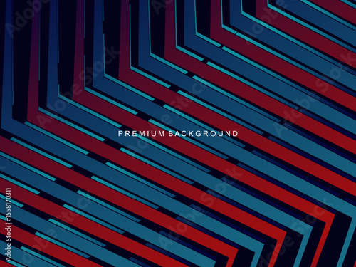 This abstract background features a pattern of diagonal lines in a red and dark blue gradient that creates an effect of depth and movement.