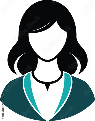 female silhouette wearing a suit isolated on white background