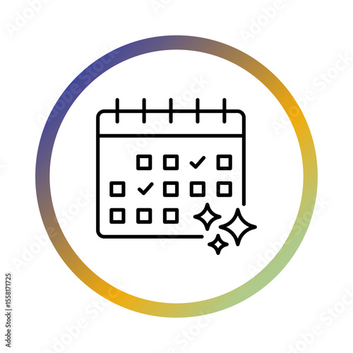 AI Scheduler Vector icon. Automated Scheduling, Smart Calendar Management, AI-Powered Task Scheduling, Time Optimization Tools.