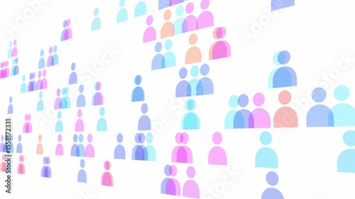 Transparent colorful transparent user icon mosaic 2D animation. Can be used in social-network promos, diversity-inclusion campaigns or community growth 