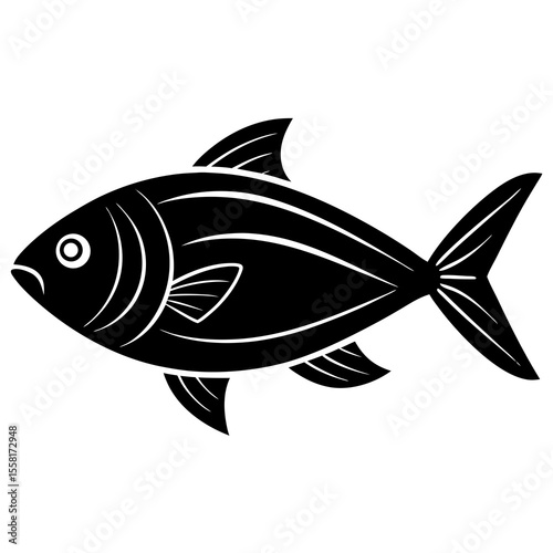 Mediterranean Fish Icon | Generative AI Vector & Linocut Silhouette Design