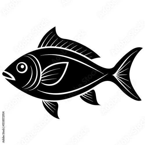 Mediterranean Fish Icon | Generative AI Vector & Linocut Silhouette Design