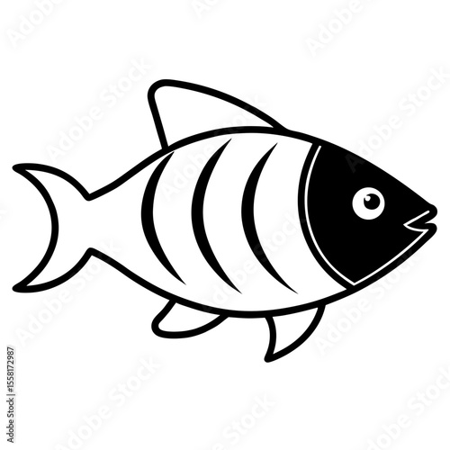 Mediterranean Fish Icon | Generative AI Vector & Linocut Silhouette Design