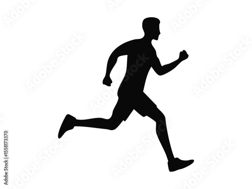 Flat vector silhouette of a person running sport style