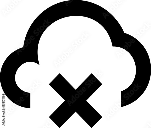 Cloud Error Icon - Cloud Storage Error Vector Symbol