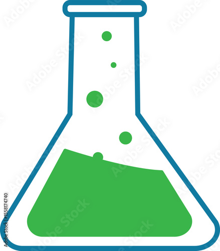 vector illustration of laboratory flask with green liquid
