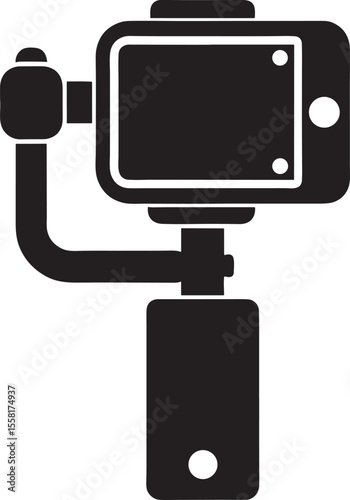 Smartphone gimbal stabilizer for smooth video recording silhouette isolated on white background