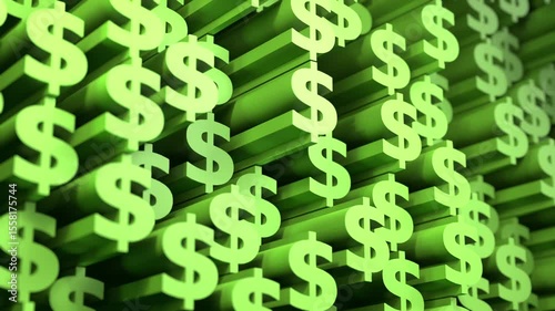 Money extrusion symbol background 3D loop animation. Can be used in finance intros, wealth-management promos or investment ads