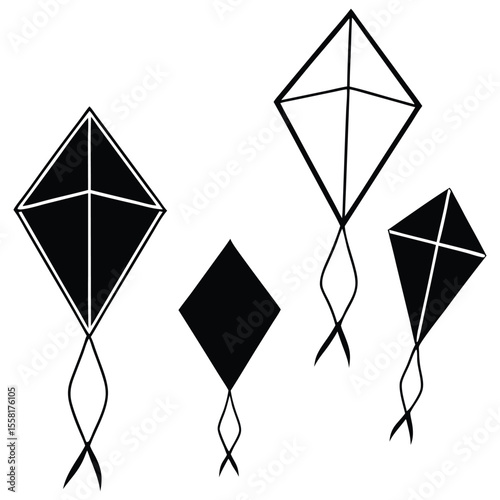 Kites Silhouette Set Vector Illustration