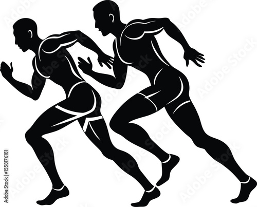 Relay Run Silhouette Vector Illustration