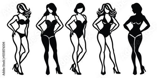 Silhouettes Set Of Beautiful Sexy Women Vector