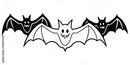 Silhouette Of Halloween Bats Vector Illustration