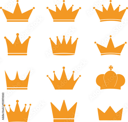 vector crown icon, A vintage vector set features royal crown icons