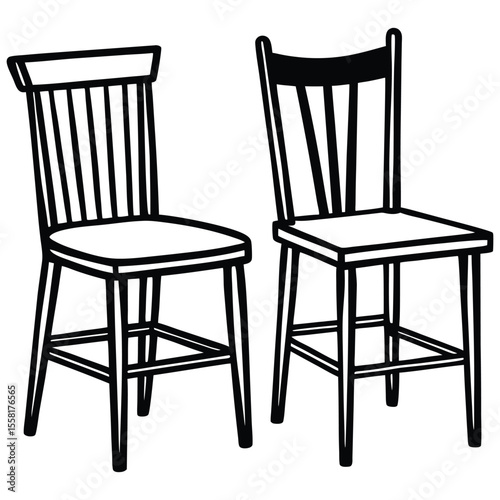 Wooden Chair Silhouettes Vector Illustration Set