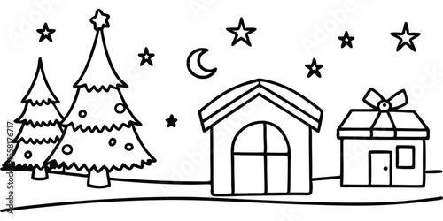 Christmas Tree Icons Silhouettes In Black Color