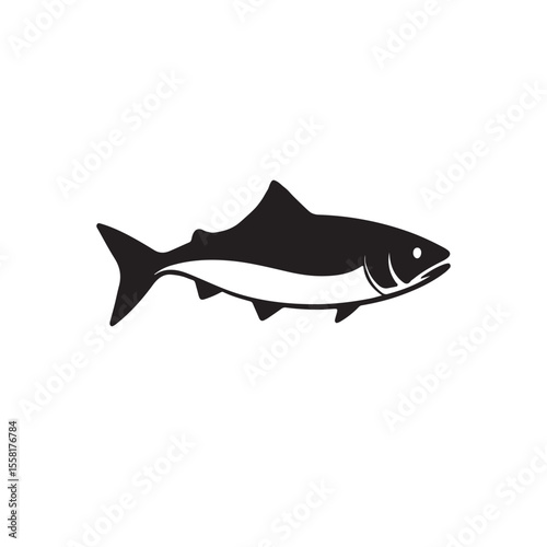 Black and White Illustration of a Pacific Salmon Fish