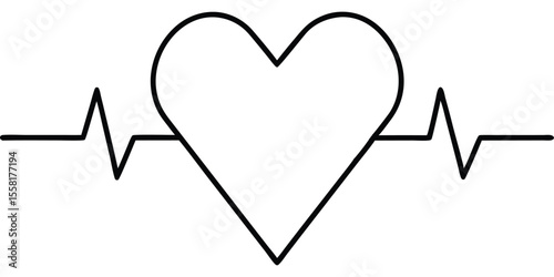 Heart Beat Line Icon EKG Vector Illustration