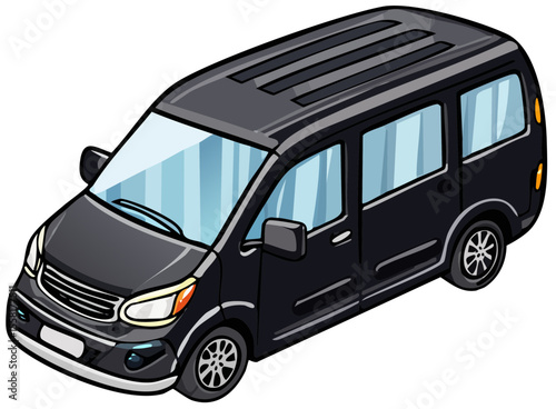 Modern Minibus Vector Art with Blue Windows
