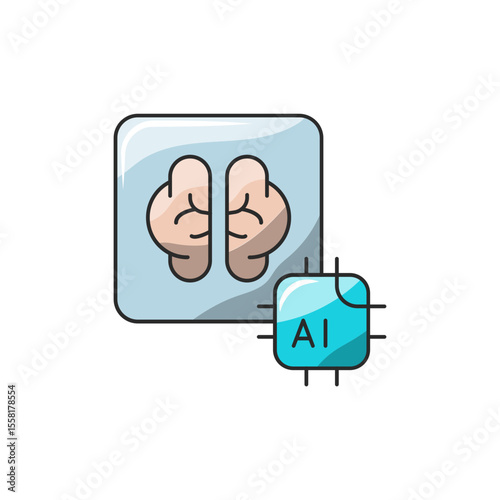 AI Diagnosis Icon, Artificial Intelligence Medical Analysis.
