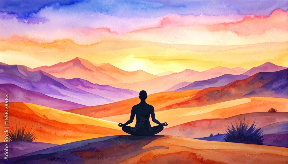 Obraz premium Abstract Meditating Figure with Interconnected Lines
