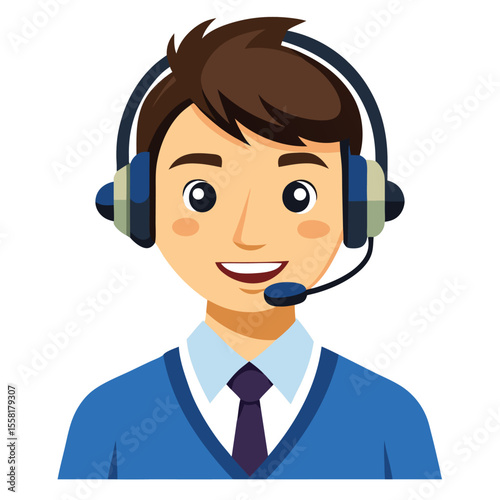 Customer interaction representative with cheerful face