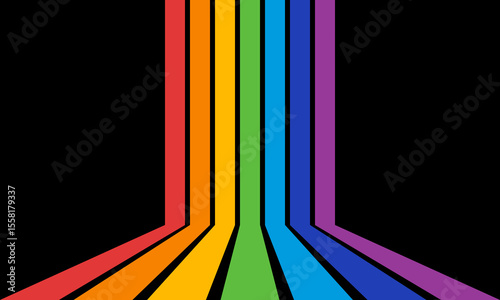 rainbow abstract geometric background, seven colors parallel lines