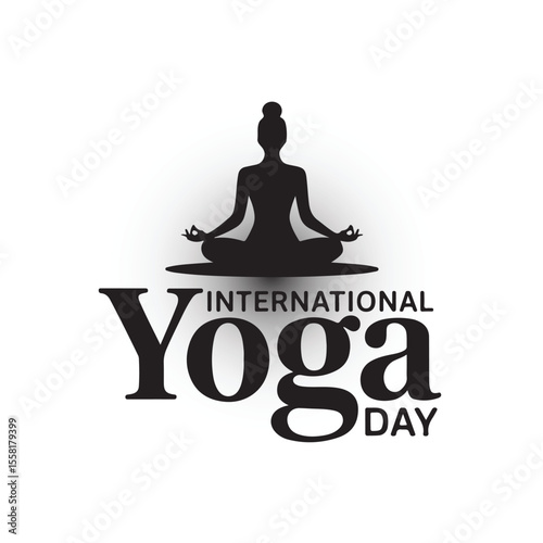 Black Silhouette Woman Meditating International Yoga Day