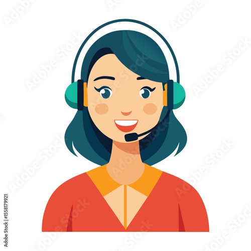 Woman giving support on phone headset