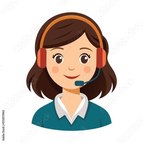 Woman in headset helping remotely