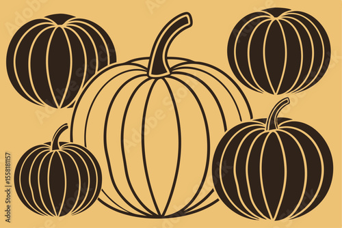 Autumn Harvest Pumpkins and Gourds Fall Illustration