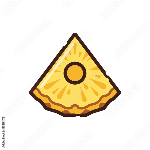 Bright yellow juicy organic tropical fruit pineapple wedge slice cutaway view natural healthy sweet dessert snack item isolated cartoon vector illustration simple graphic design
