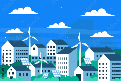 sustainable city landscape in the night