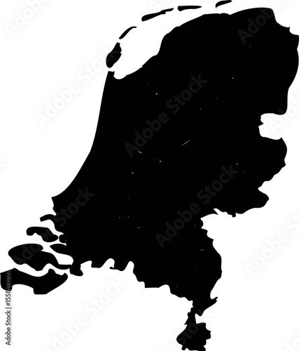 Solid Black Silhouette Map of Holland
