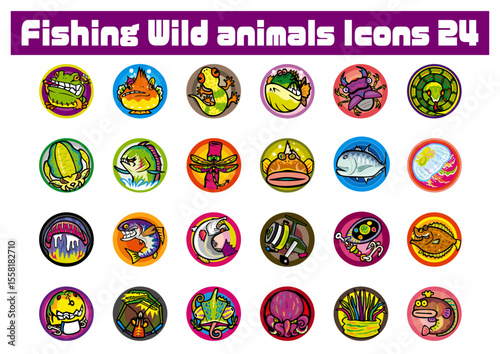 Fishing Wild animals Icons 24