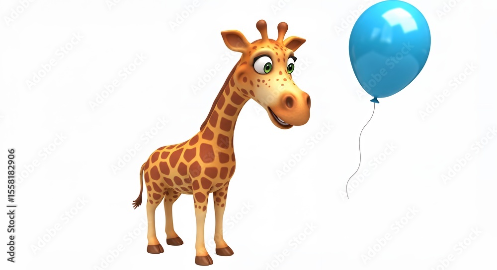 Fototapeta premium Cartoon giraffe and balloon
