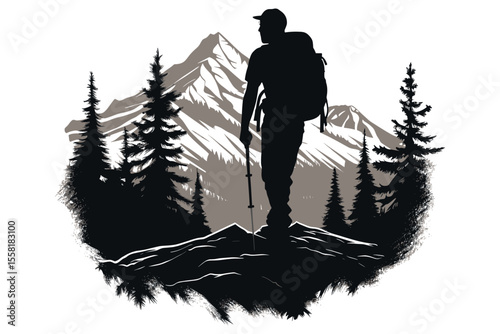 Mountain Hiking Vector