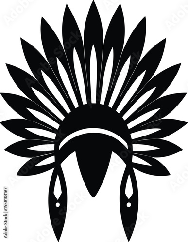 Traditional Tribal Headdress Vector with Feather Details