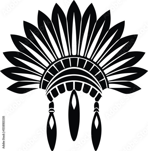 Ethnic Tribal Feather Headgear Vector Design