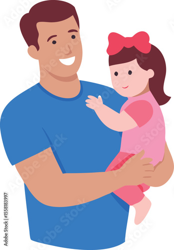 Happy father holding his adorable baby girl lovingly