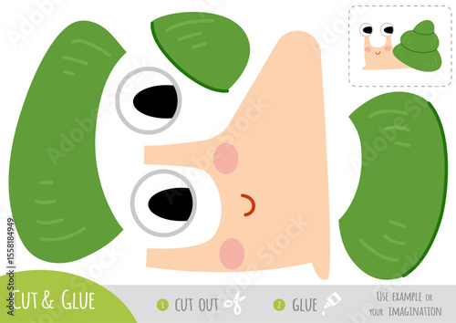 Cut and glue cute snail character craft activity for children.