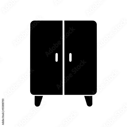 Wardrobe icon filled – symbol of clothing storage and personal space