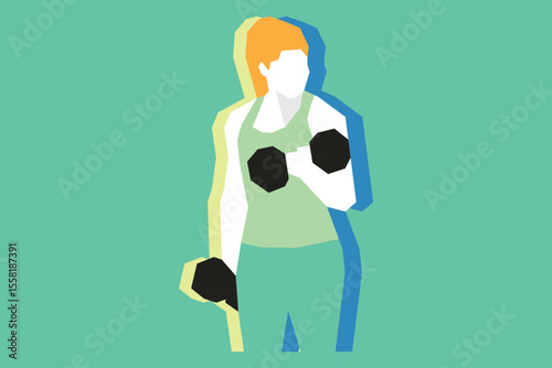A woman is exercising using dumbbells illustration design