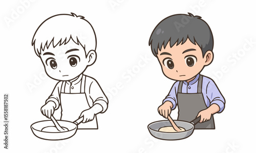 man cooking gourmet meal coloring page for kids