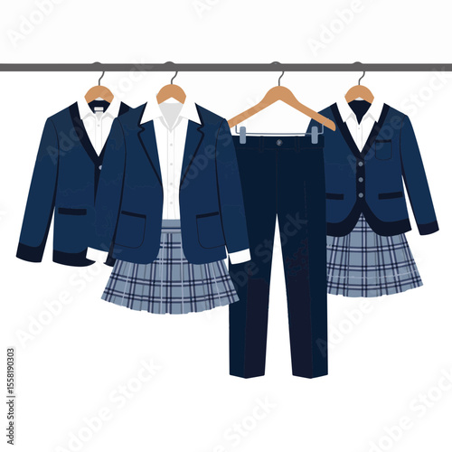 Neatly arranged school uniforms symbolize unity and order, education