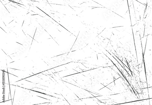 Grunge scratch texture vector background. Rough surface damage effect for abstract overlay. Black distressed scratchy lines on white.