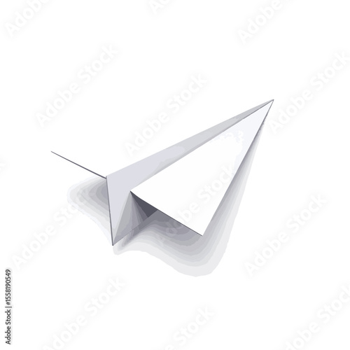 Sleek paper airplane flying upwards against white background, simplicity