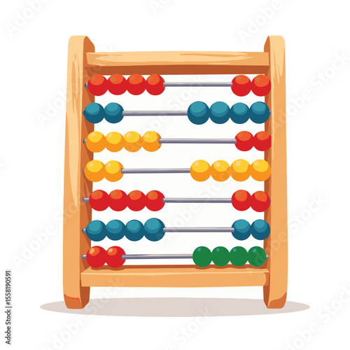 Colorful abacus illustration on white background, playful learning tool