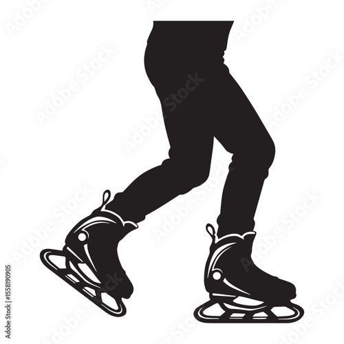 Silhouette of a person ice skating on a white background perfect for designs